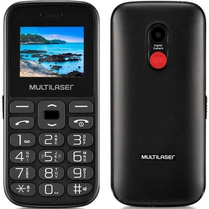 Celular Multilaser Vita P9120 Dual Chip com Botão SOS, Rádio FM, MP3, Bluetooth, Câmera - Preto 